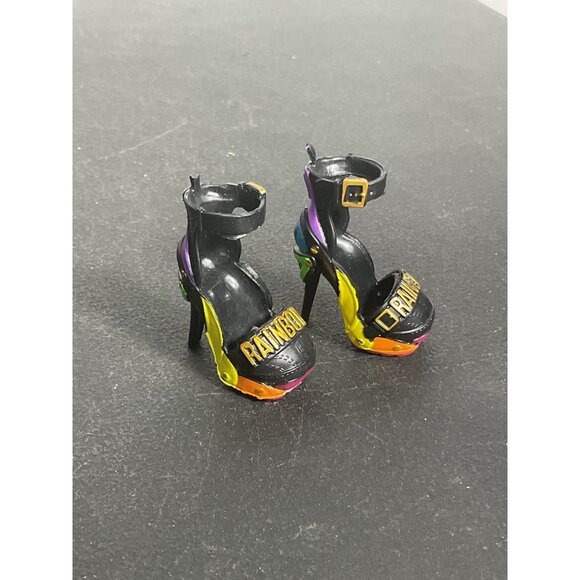 Rainbow High Doll Shoes High Heels Multicolor Strap Sandals Black - Picture 2 of 5